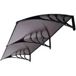 Polycarbonate Window Door Awning Canopy Brown with Black Bracket 40 Inch X 80 In