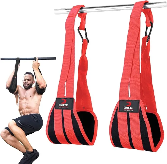 DMoose Fitness Hanging Ab Straps for Pull Up Bar & Core Strength Training - Thick Padded Arm Strap for Ab Swing with 2 Rust-Resistant Carabiners - Pull Up Straps for Ab Workouts at Home and Gym (Pair)