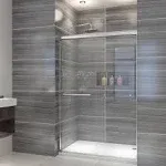 ELEGANT Sliding Shower Door 48" W x 72" H, Semi-Frameless Shower Doors with 1/4 in. Clear Glass, Double Sliding Shower Door, Chrome Finish Shower Enclosure