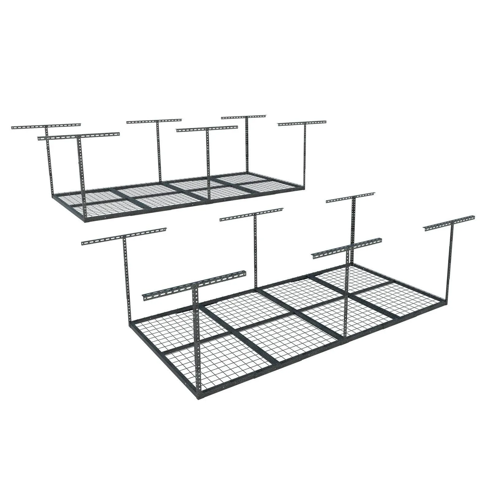 FLEXIMOUNTS 4x8 Overhead Garage Storage Rack, Garage Storage Organization System, Heavy Duty Metal Garage Ceiling Storage Racks, 2 Pack, Hammertone