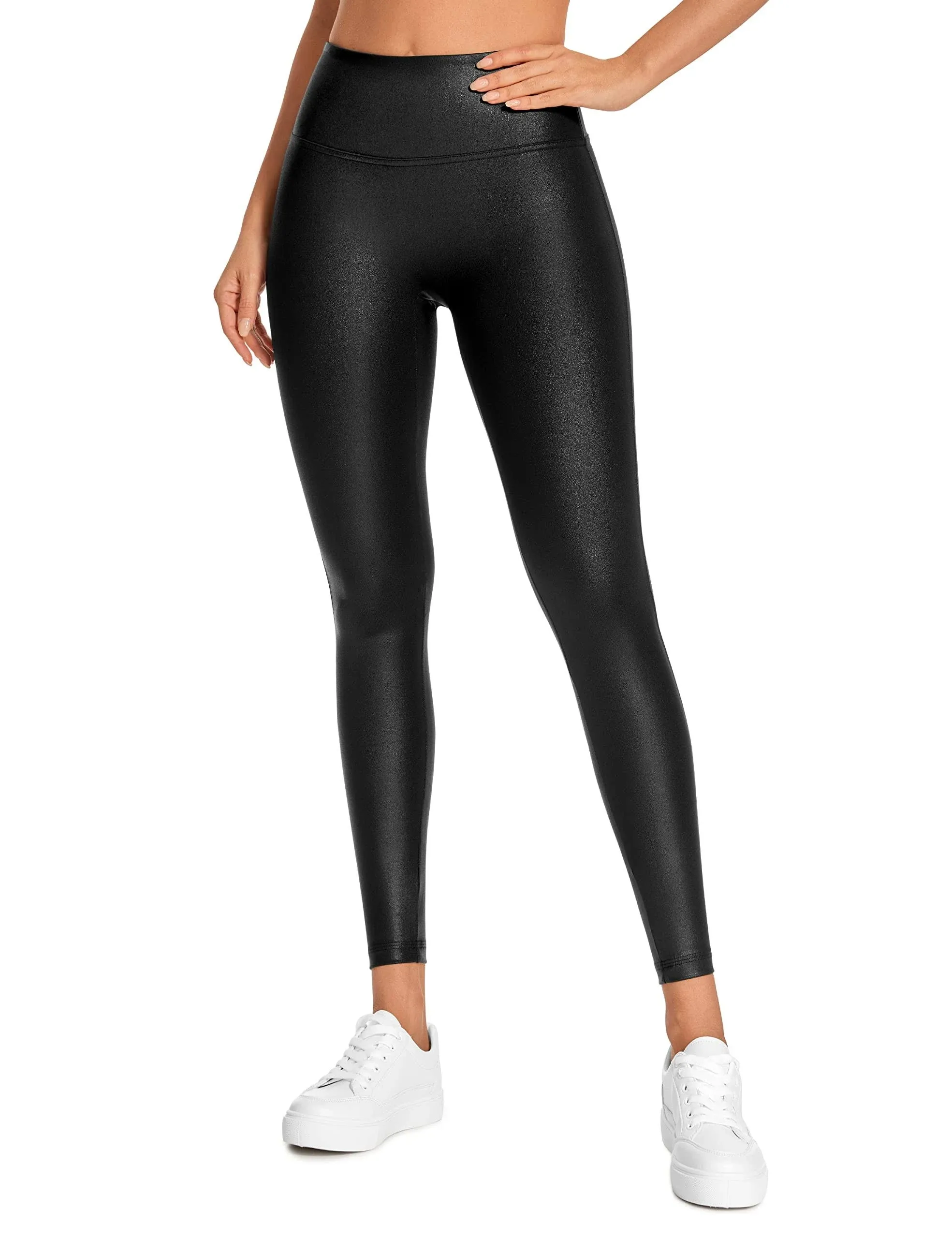 CRZ YOGA Butterluxe Matte Faux Leather 26.5 Inches Womens Leggings No Front Seam