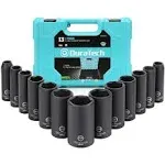 DURATECH 1/2 Inch Drive Deep Impact Socket Set,13 Piece Standard (SAE) Sockets (7/16" to 1-1/4"), Cr-V Steel