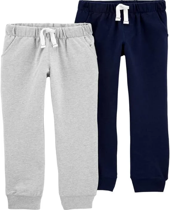 Carter&#039;s Toddler Boys 2 Pack French Terry Active Joggers/Pants, (4T, Navy/Light