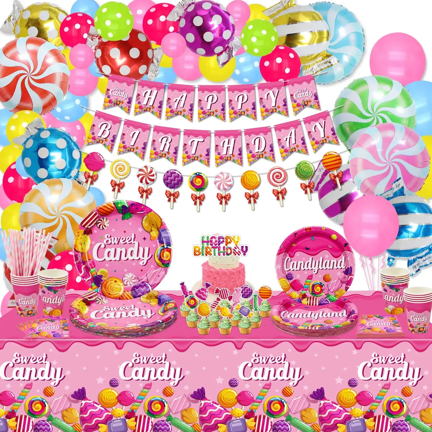 Candyland Party Decorations - Lollipop Theme Birthday Party Decorations Including ...