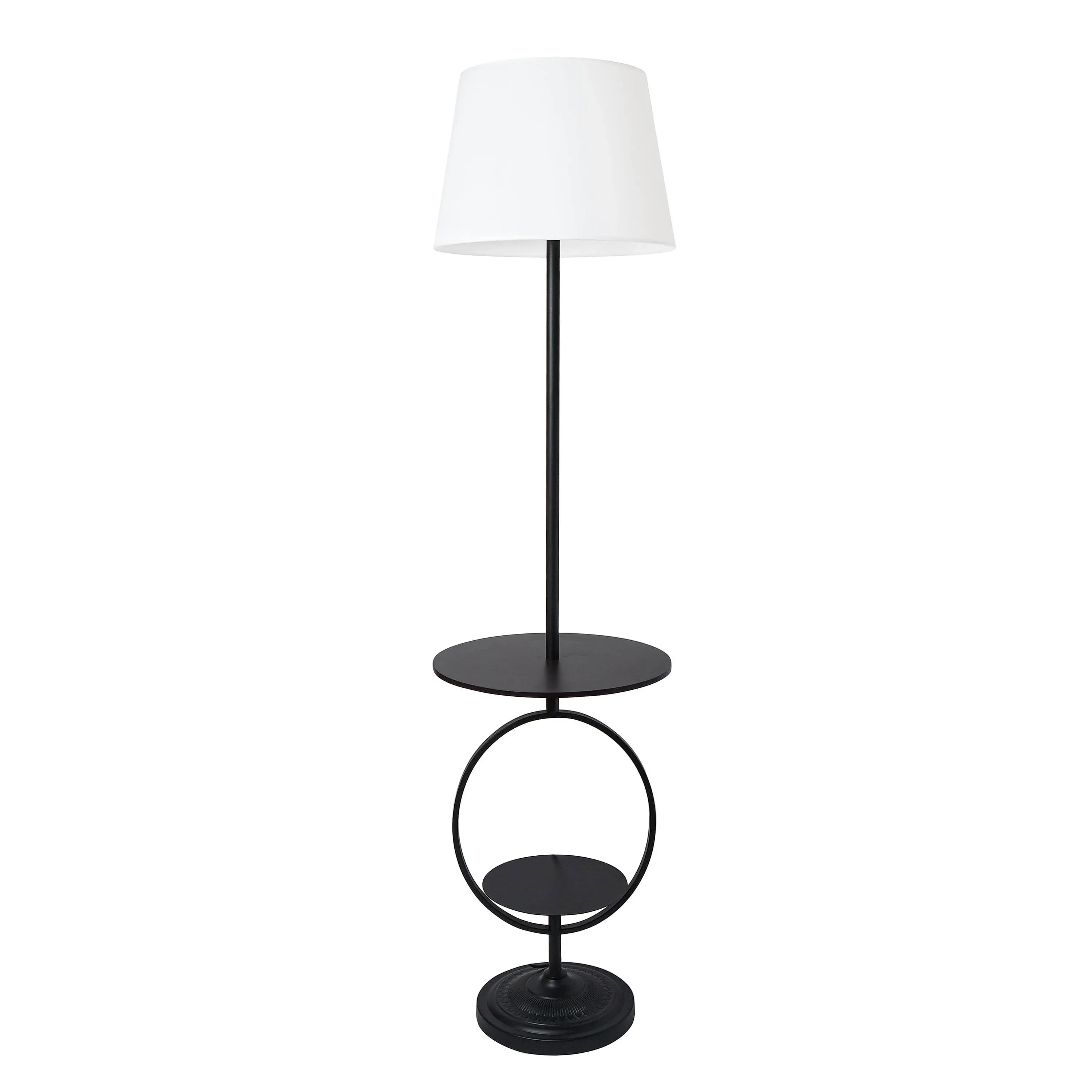 Elegant Designs Bedside Nightstand End Table Dual Shelf Decorative Floor Lamp - Black