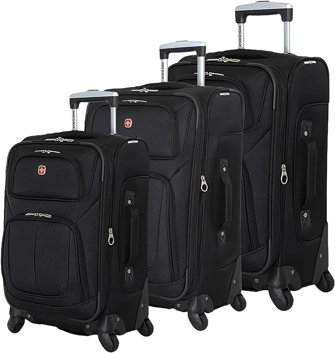 SwissGear Sion Softside Expandable Roller Luggage, Black, 3-Piece Set (21/25/29)