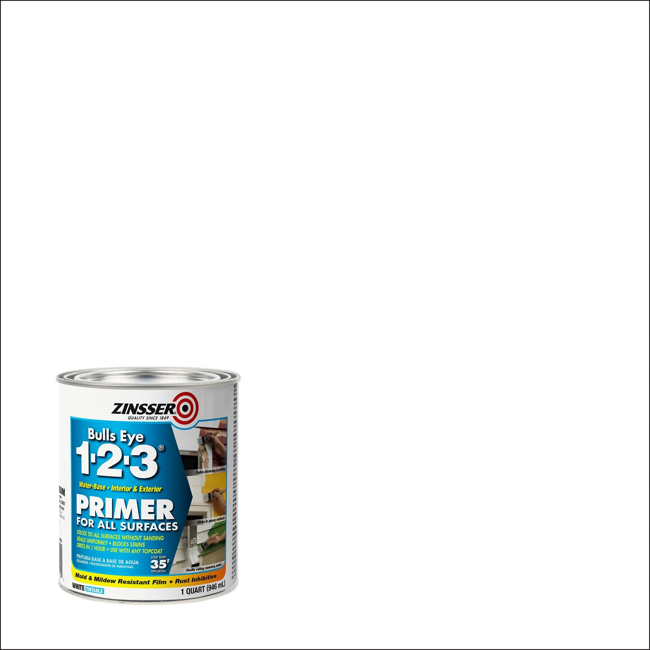 Zinsser Bulls Eye 1-2-3 Primer, White (Tintable) - 1 qt can