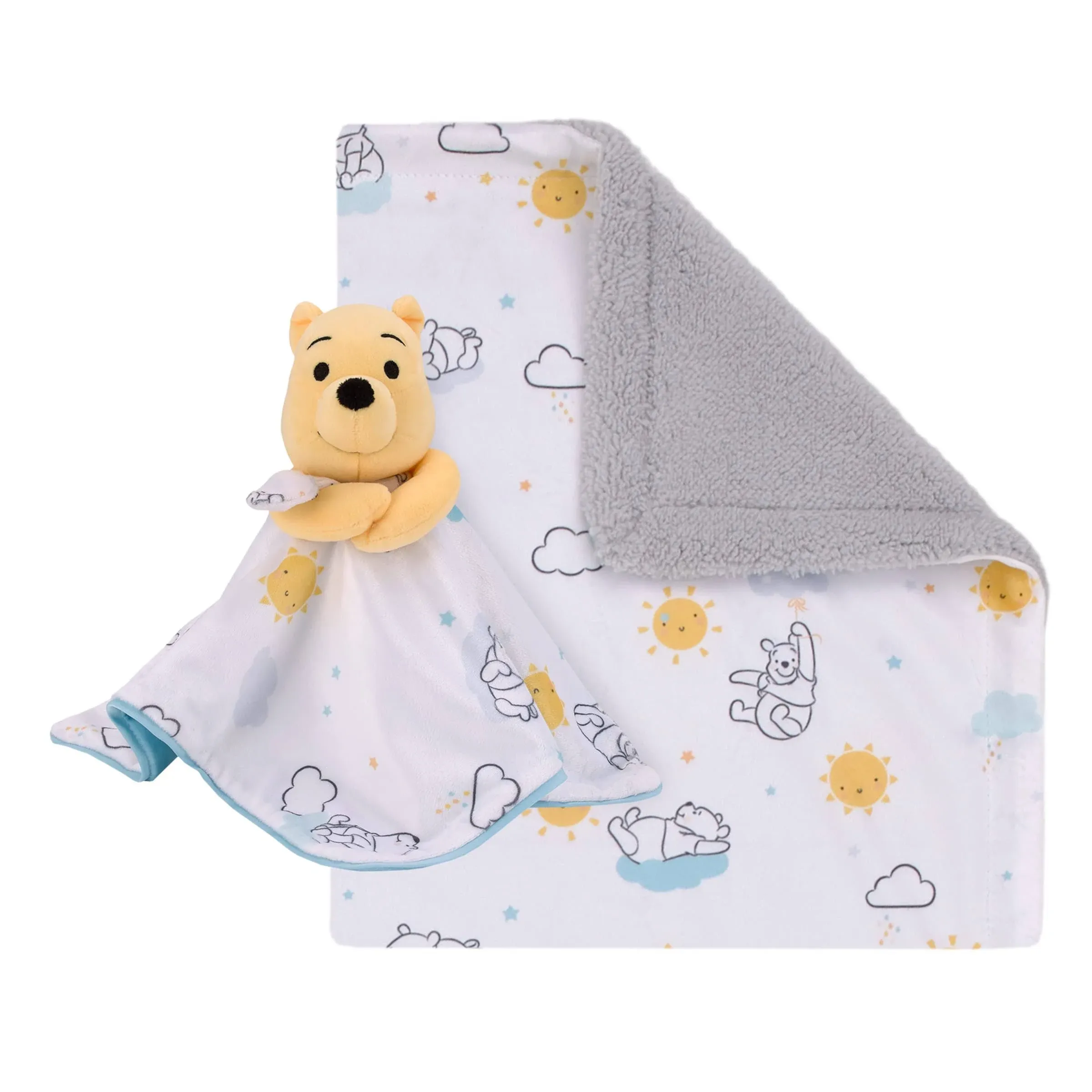 Winnie The Pooh Baby Blanket And Security Blanket Set, 2 Pieces In Blue