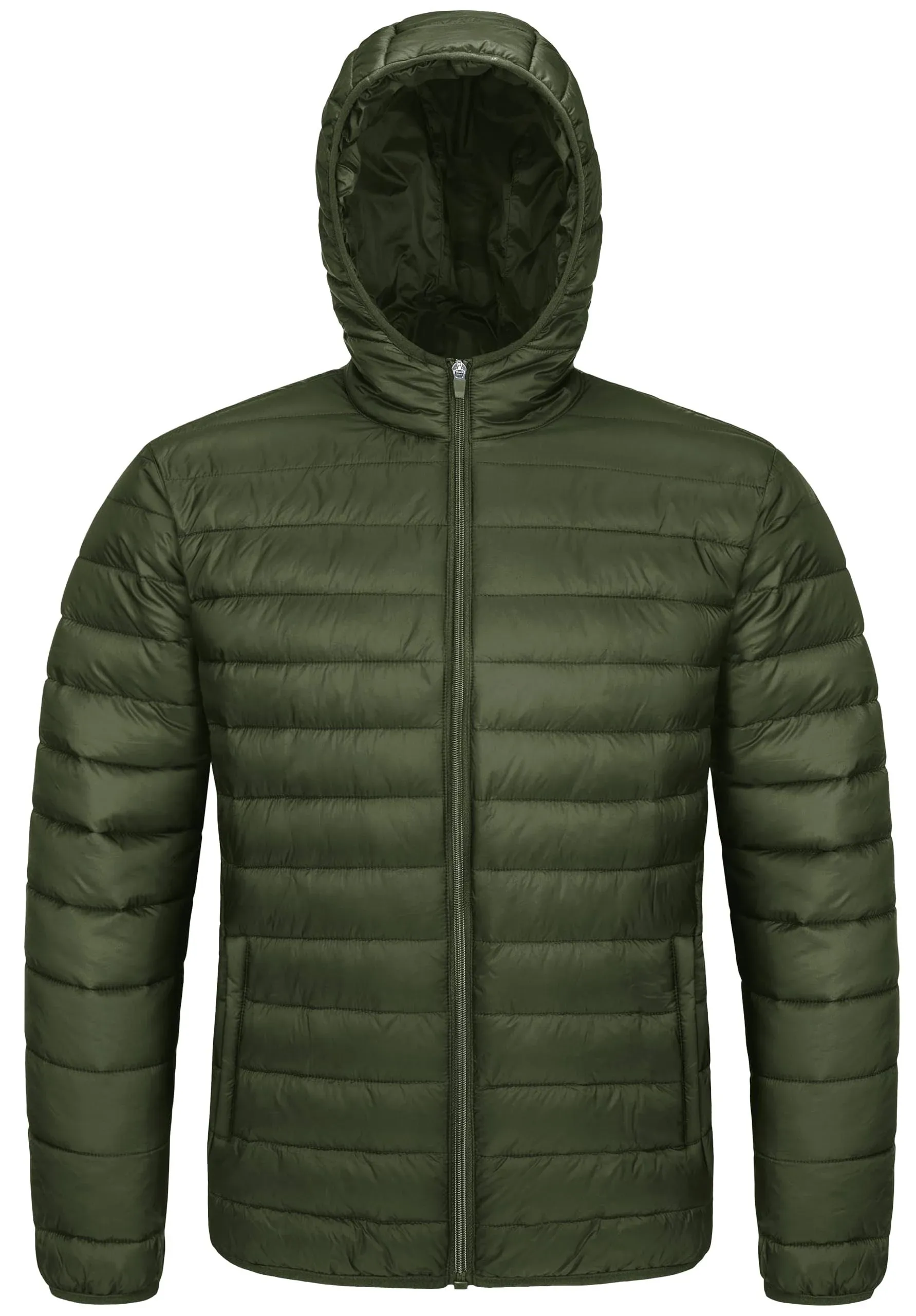 MAGCOMSEN Men's Lightweight Puffer Jacket Hooded Full Zip Water-Resistant Quilted Lined Winter Coats