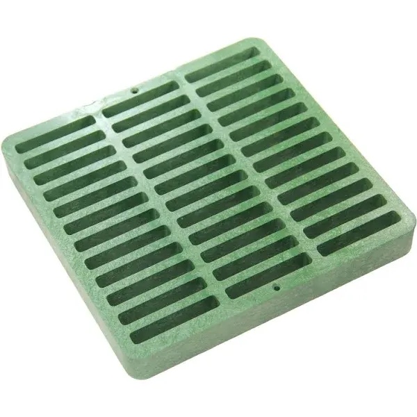 NDS Square Catch Basin Drain Grate, 9 in., Green Plastic