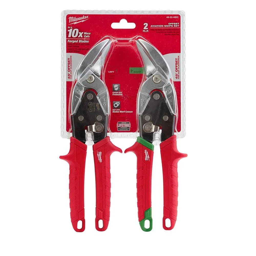 Milwaukee Tool 48-22-4523 2 Pc Offset Aviation Snip Set