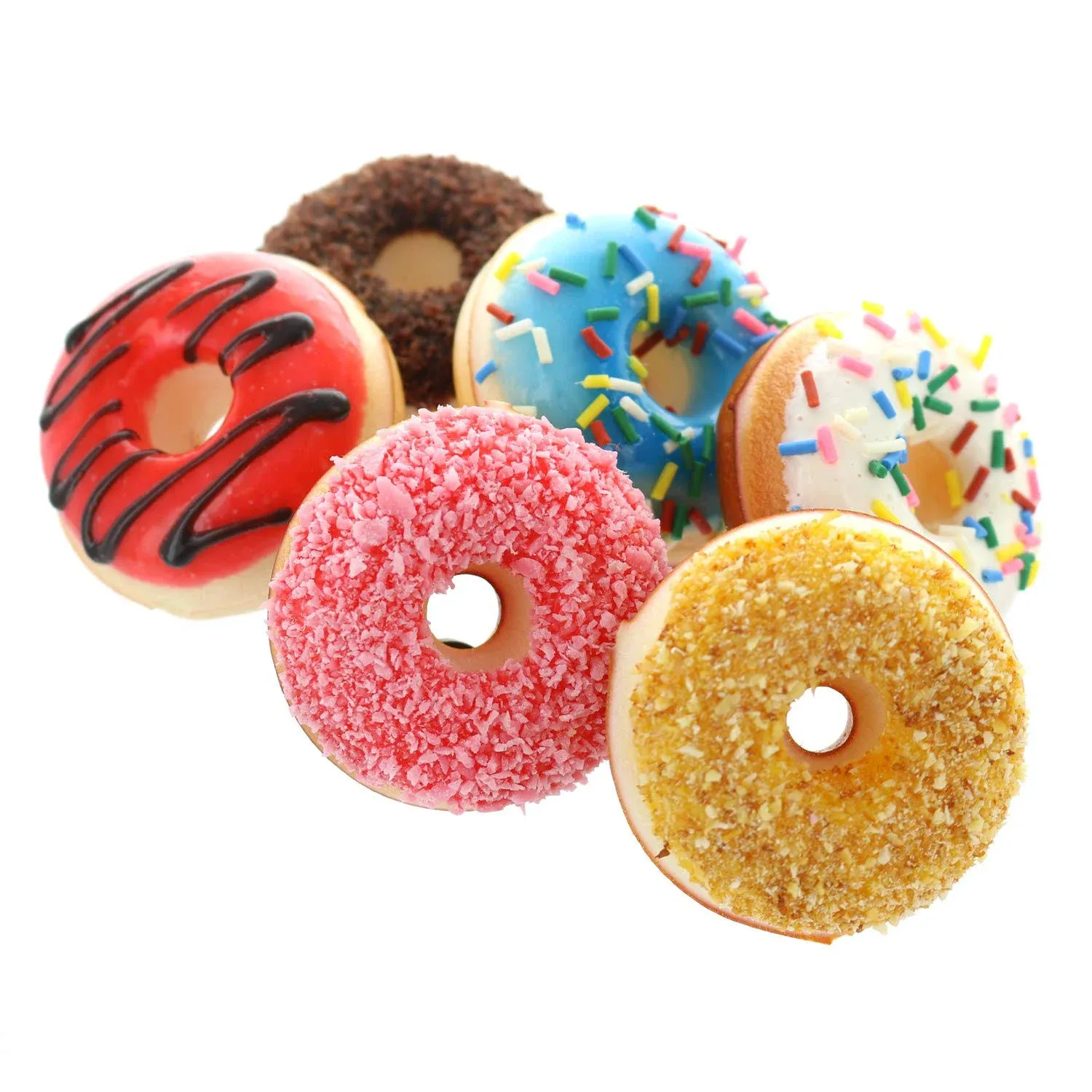 Giftexpress 6 Pcs Realistic Artificial Toy Donuts, Scented Fake Donuts, Assorted Realistic Doughnuts Toy Cakes Fake Desserts Decoration Toys, Donghnut