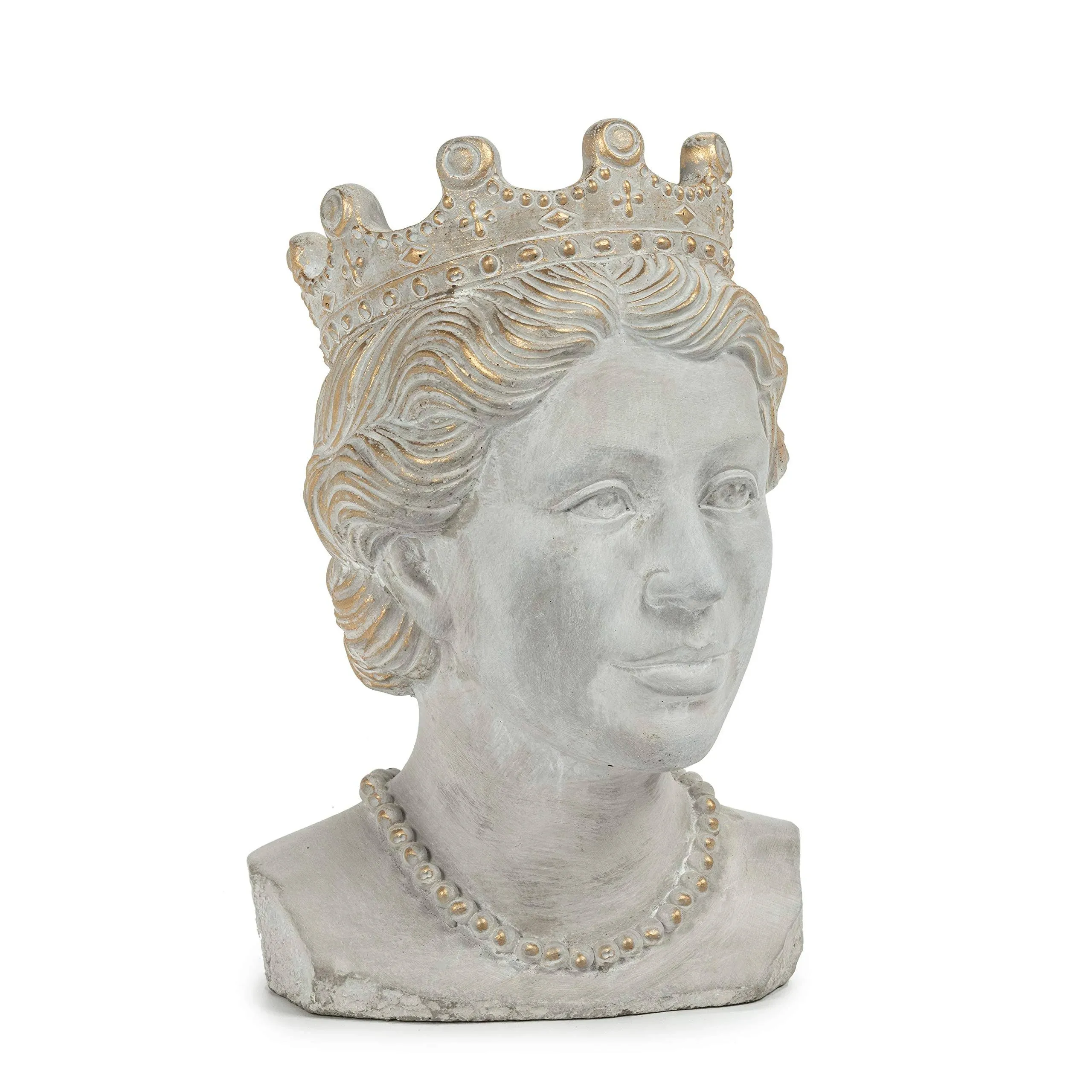 Abbott Collection 27-QUEEN-200-LG Large Queen Head Planter, Grey/Gold