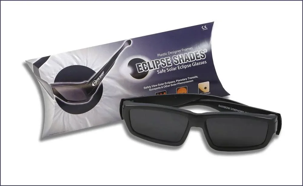 Rainbow Symphony Plastic Solar Eclipse Glasses, CE & ISO Certified, Safe for Direct Sun, Made in USA