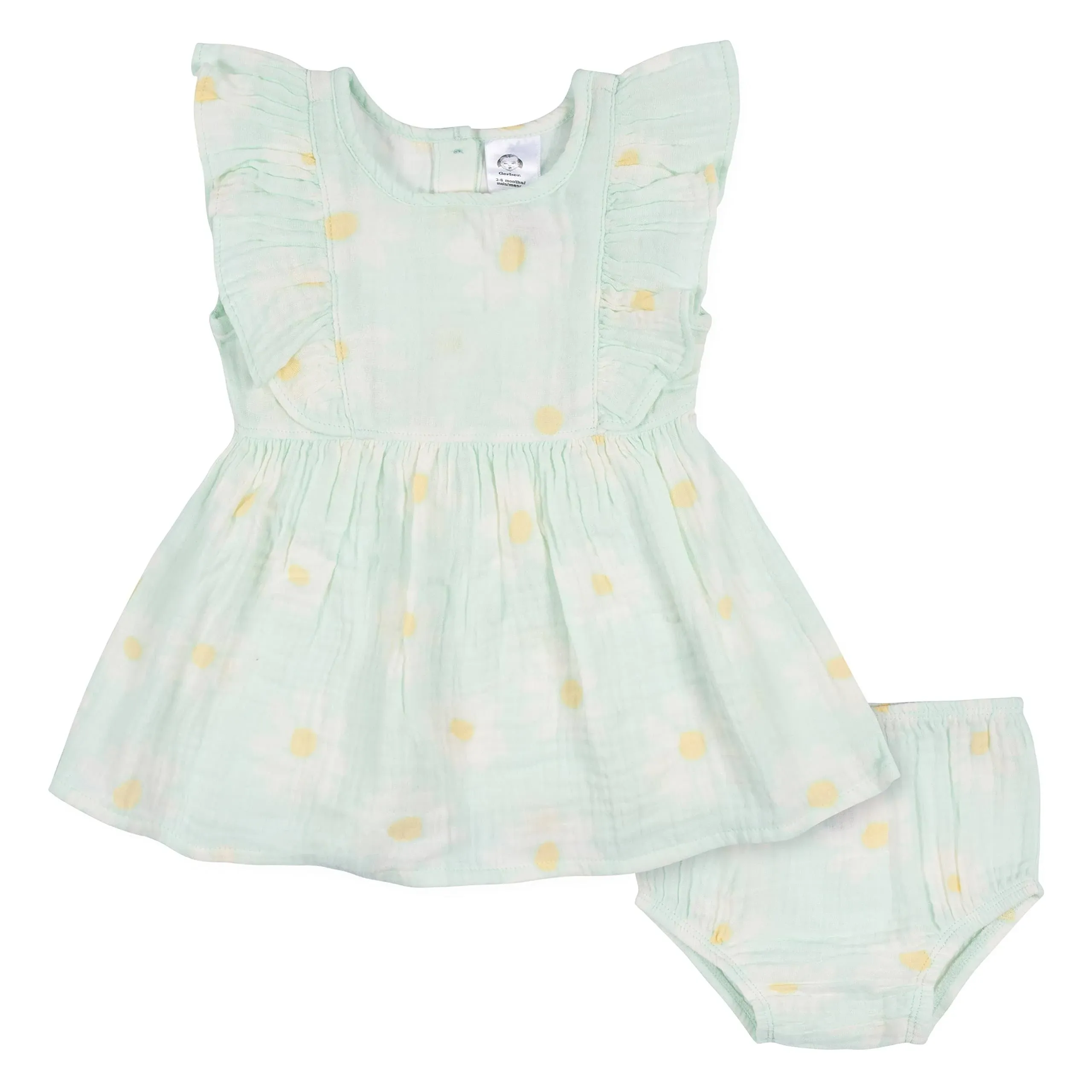 Gerber Baby and Toddler Girls' Gauze Dress & Diaper Cover Set - Daisies - 3T - 2-Piece