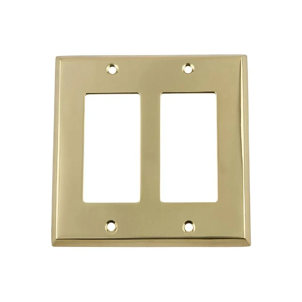 Nostalgic Warehouse New York Switch Plate Double Rocker in Unlacquered Brass