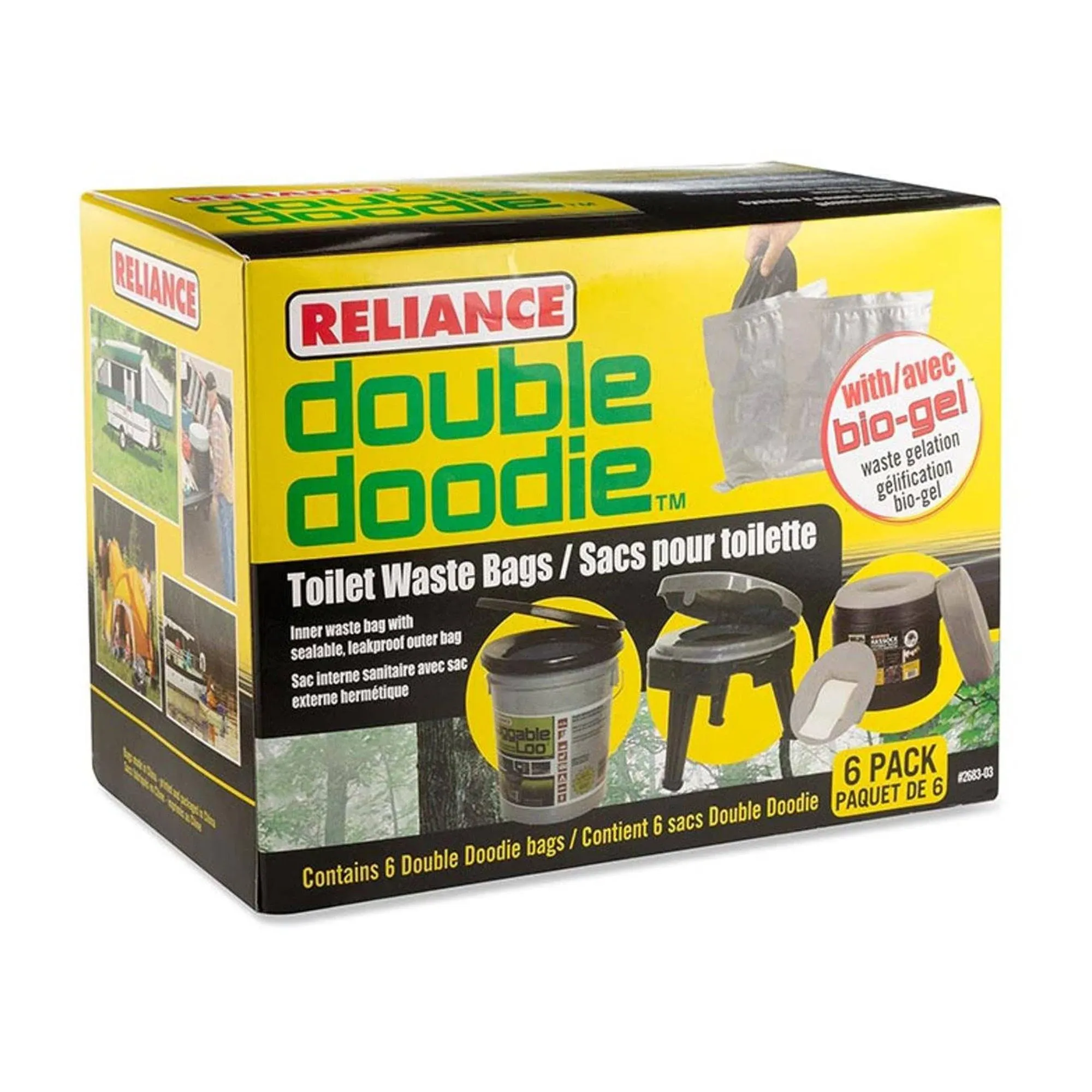 Reliance Products 2683-03 Double Doodie Toilet Waste Bags (6-Pack), Black