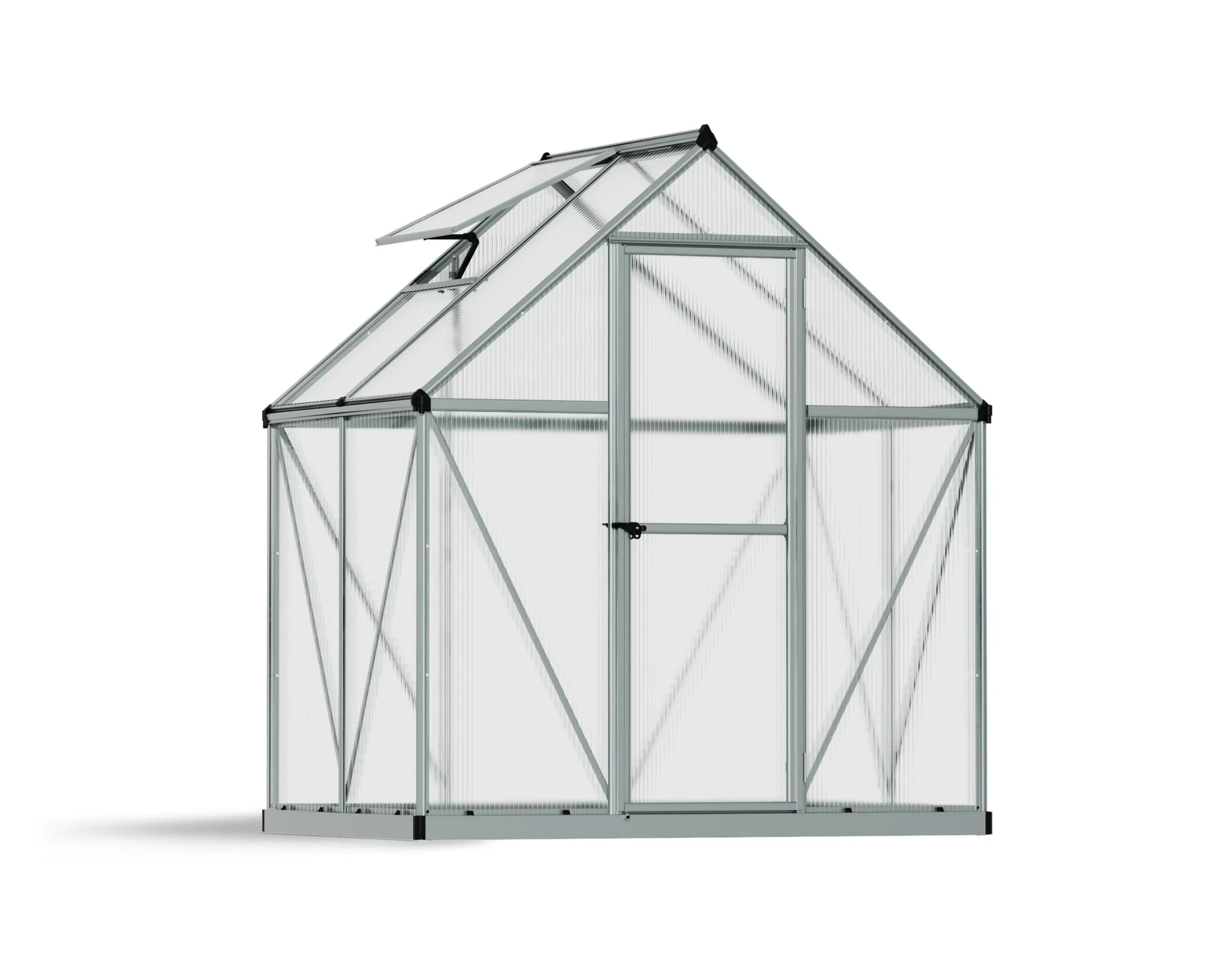 Canopia by Palram Mythos 4-ft L x 6-ft W x 6.8-ft H Silver Frame/Clear Panels Greenhouse Kit Lowes.com