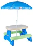 Little Tikes Easy Store Jr. Picnic Table with Umbrella - Blue / Green