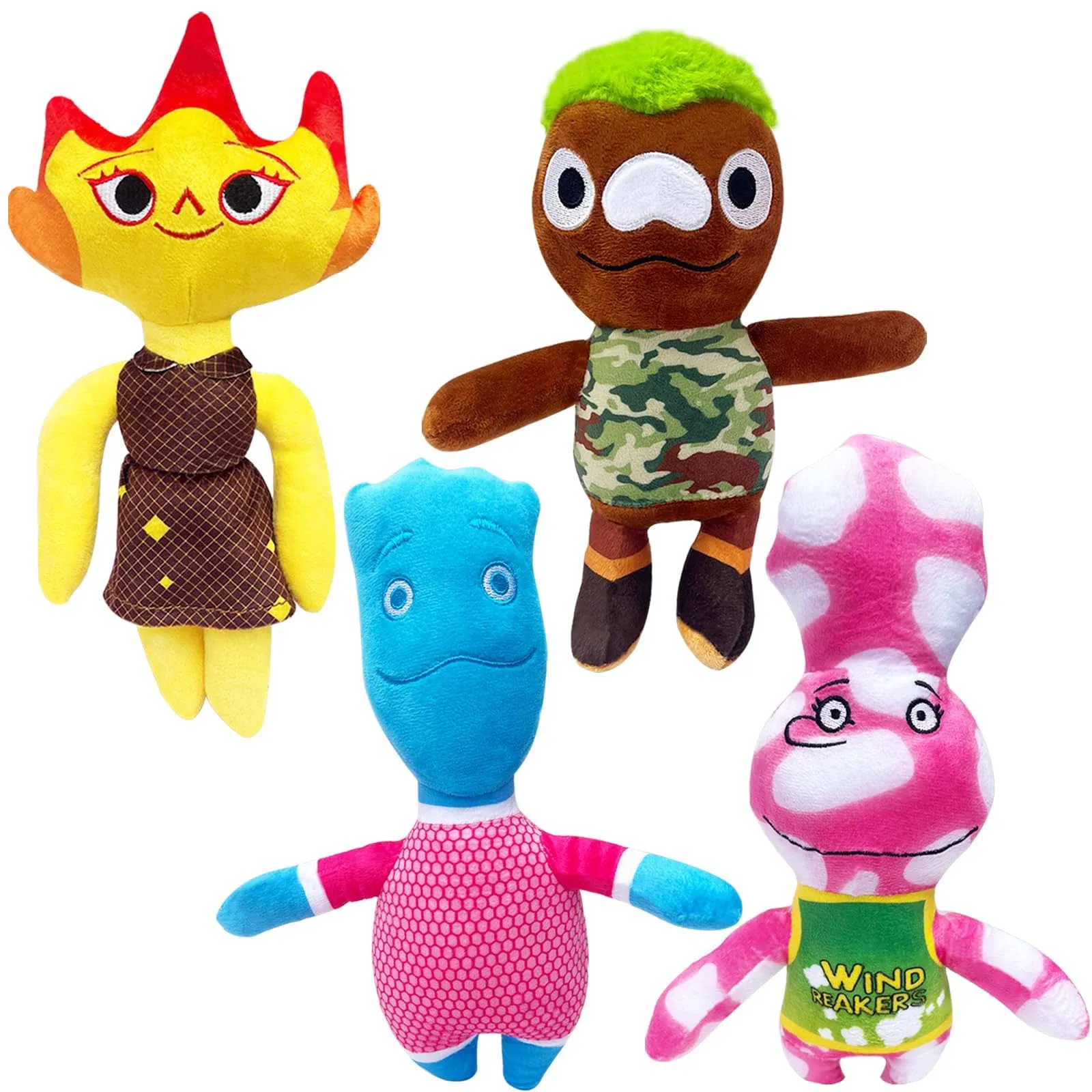 SmallBos Elemental Plush, Ember Plush, Wade Plush, Movie Surrounding Cartoon Figure Stuffed Animal, The Best Gift for Fans and Children (4 Pcs)