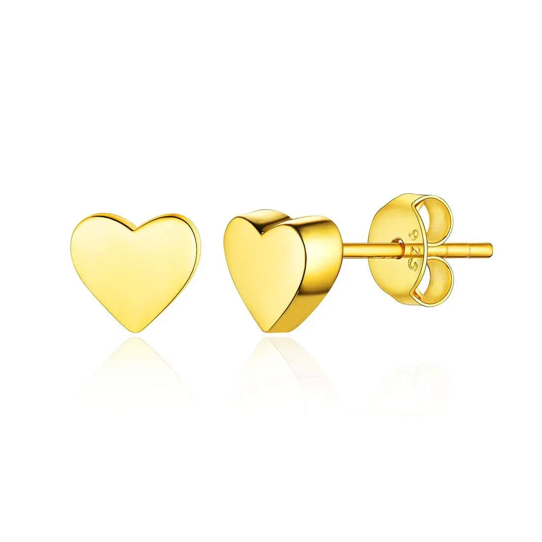 ChicSilver 18K Gold Plated Sterling Silver Minimalist Heart Earrings Studs Mini ...