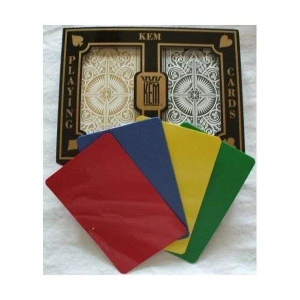 2 Free Cut Cards + KEM Arrow Black Gold Playing Cards Bridge Size Jumbo Index