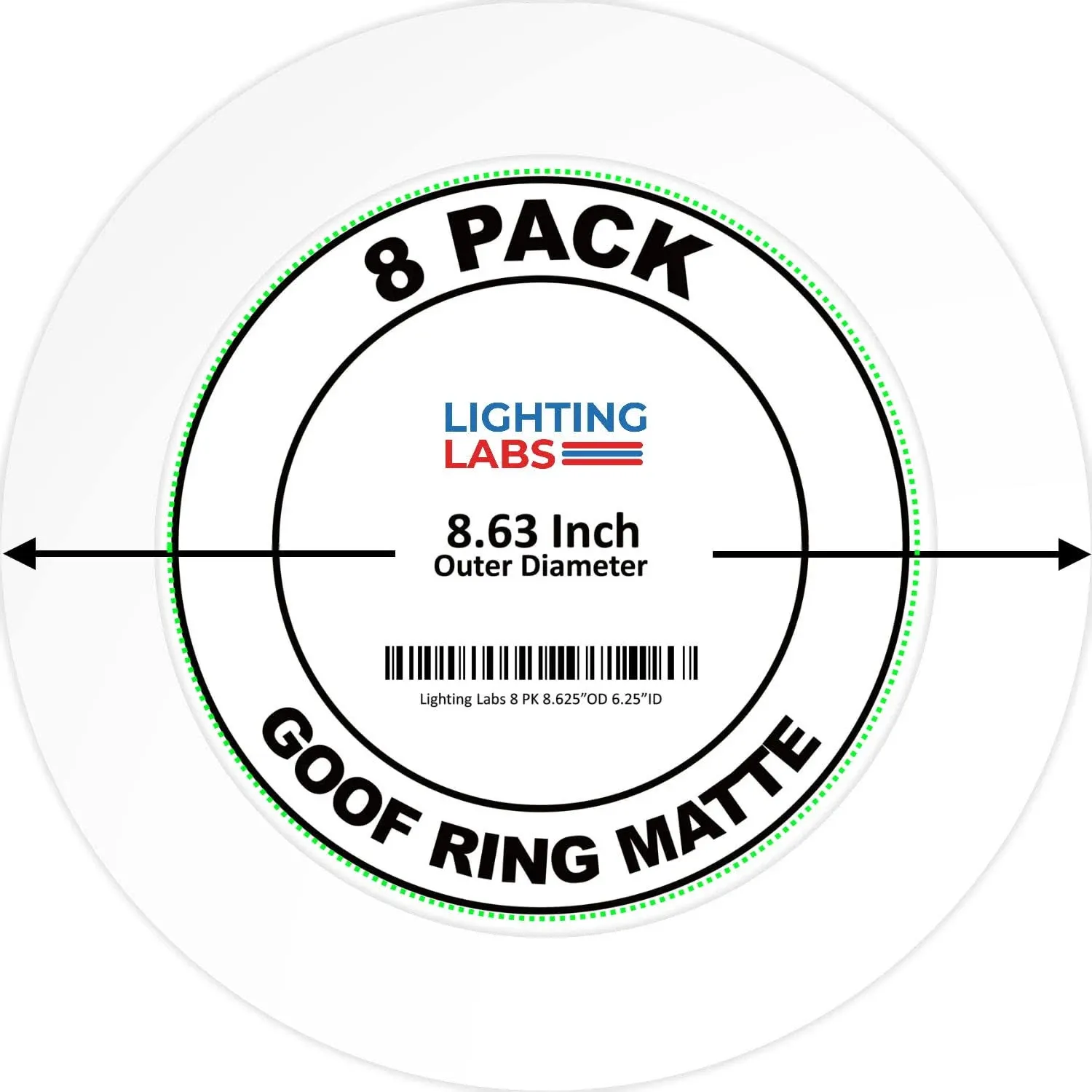 8 Pack Matte White Goof Trim Ring for 8 inch Recessed Can Lighting Down Light