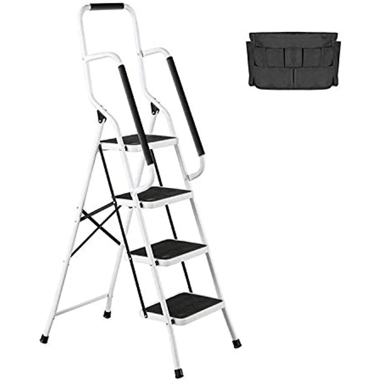 4 Step Ladder Tool Ladder Folding Portable Steel Frame MAX 500 Lbs Non-Slip Side