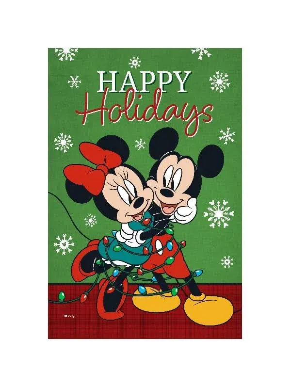 Flagology.com, Disney Mickey and Minnie Christmas Light Tangle – Garden Flag 12.5 ...