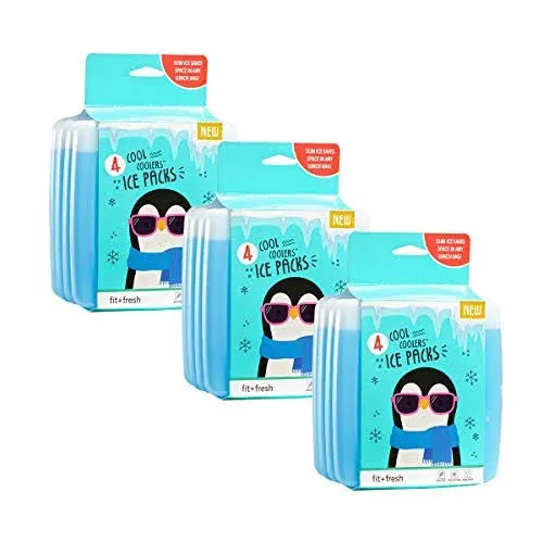 Fit & Fresh Cool Coolers Reusable Ice Pack Set, 12 Pack, Blue