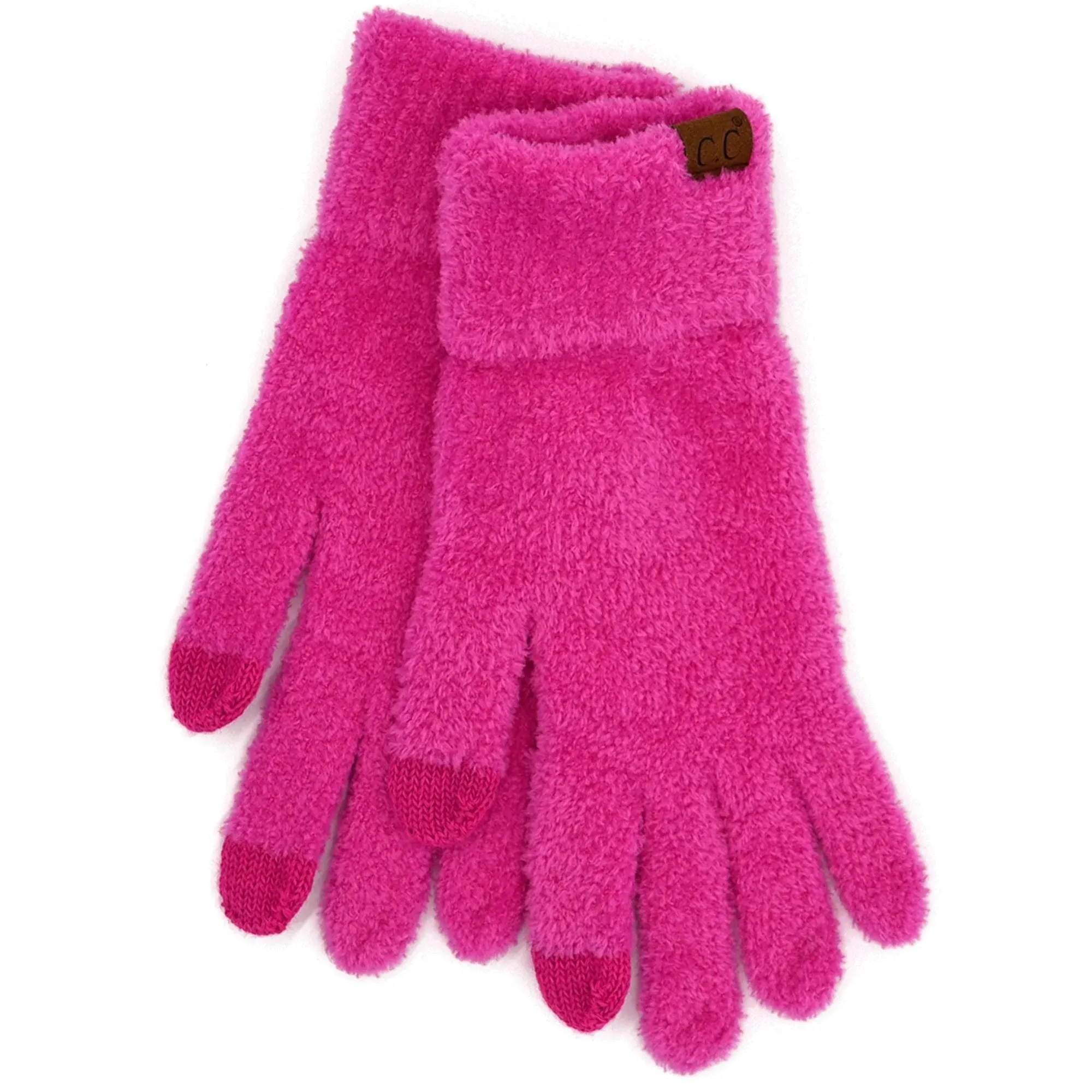 CC Plush Chenille Gloves Hot Pink