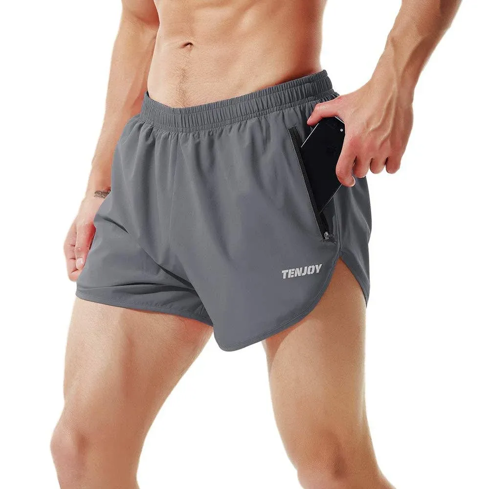 Tenjoy Men's Running Shorts Gym Athletic Workout Shorts For Men 3 Inch