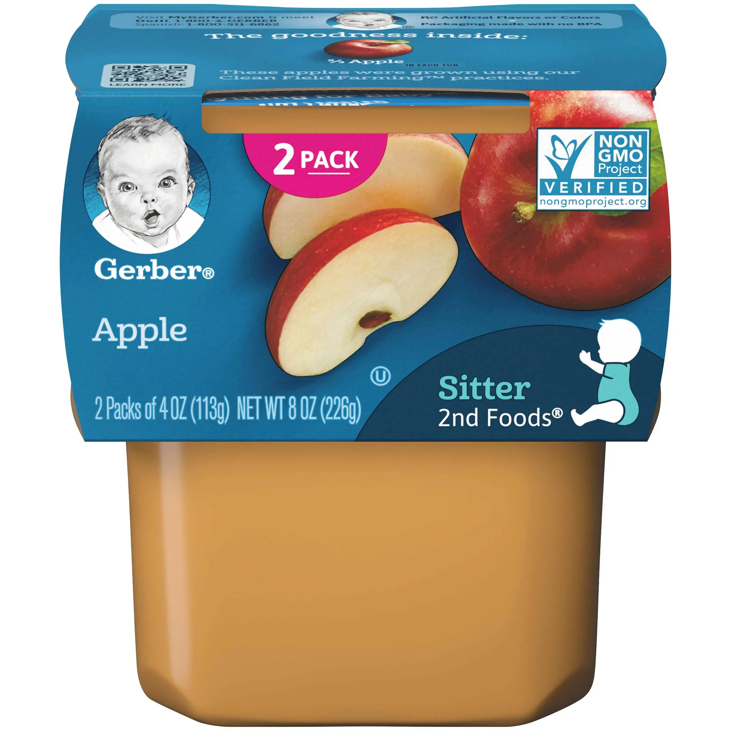 Gerber 2nd Foods Baby Food Applesauce - 8 cups, 4 oz each