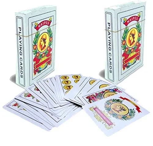 Spanish Playing Cards - 2 Full Decks with 50 Cards - Smooth Plastic Coated Cards – cartas Barajas o Naipes Espanoles in a Beautifully Artistic Traditional Design