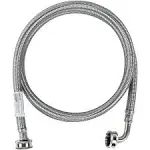 Certified Appliance Accessories Washing Machine Hose with 90 Degree Elbow, Hot or Cold Water Supply Line, 6 Feet, PVC Core with Premium Braided Stainless Steel, silver/pewter, WM72SSL