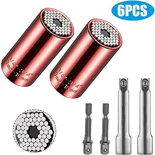 Universal Socket 1/4&#034;-3/4&#034; (7-19 mm) Super Socket Tools 6pcs Unscrew Any bolt