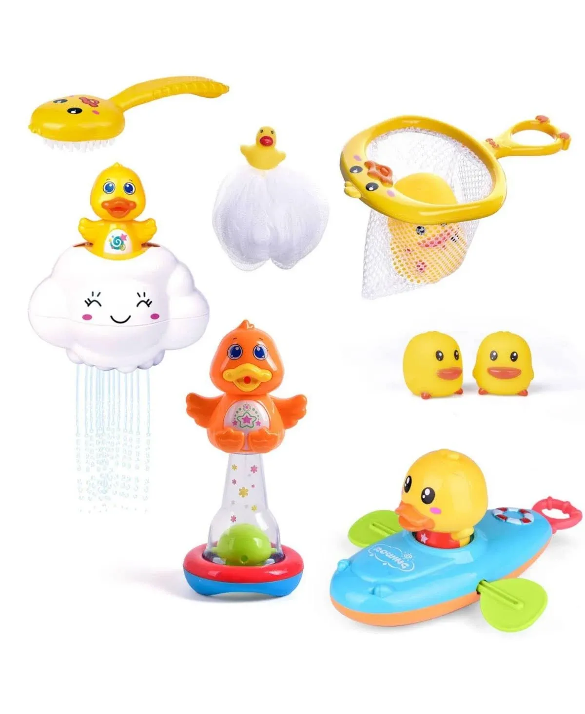 Fun Little Toys Delightful Duck Bath Toy Set for Kids, 8 Pcs