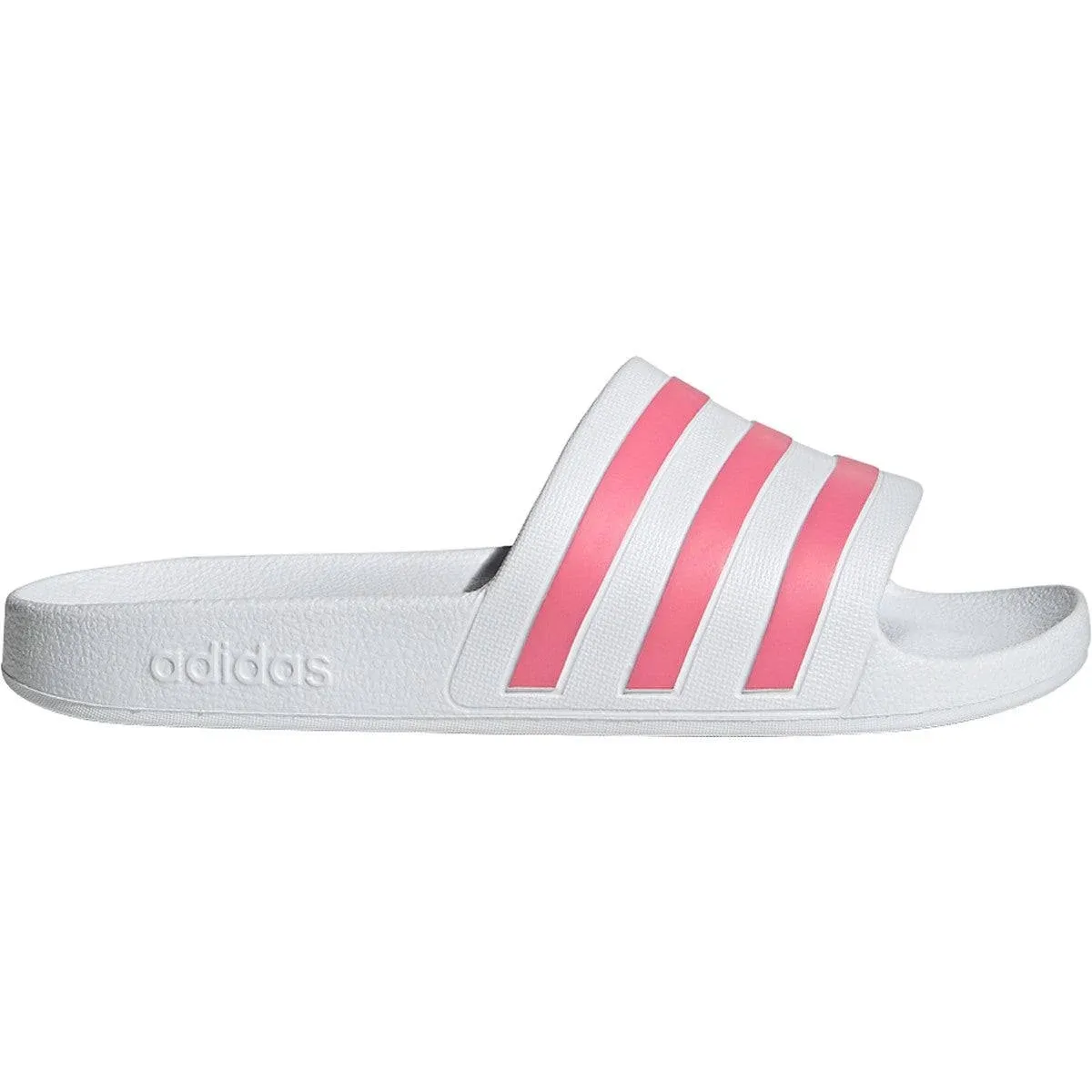 Adidas Women's Adilette Aqua Slides, Size 10, White/Rose