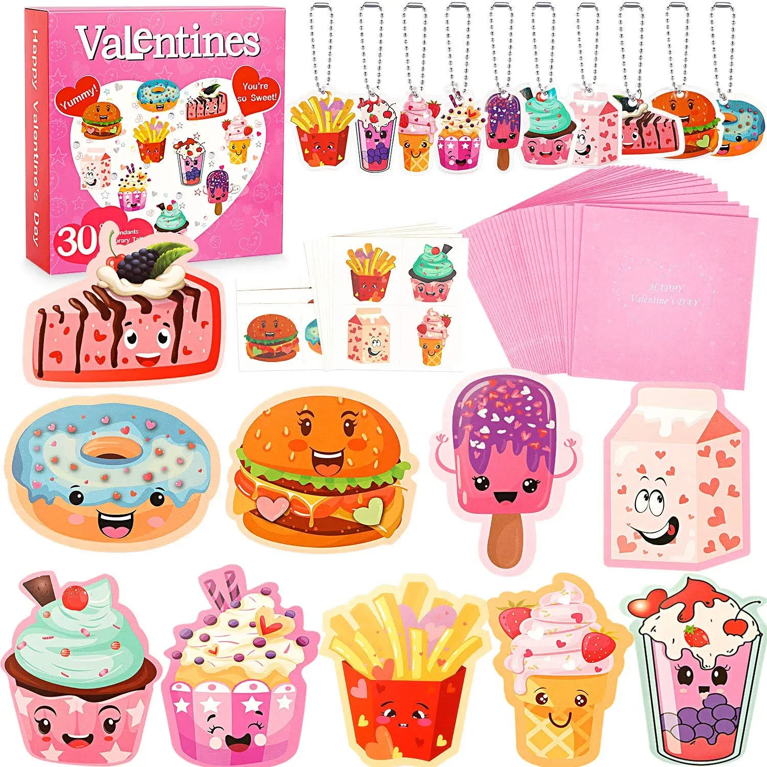 Sukki Valentines Day Cards for Kids 30 Sets with Envelopes Pendant Gifts and ...