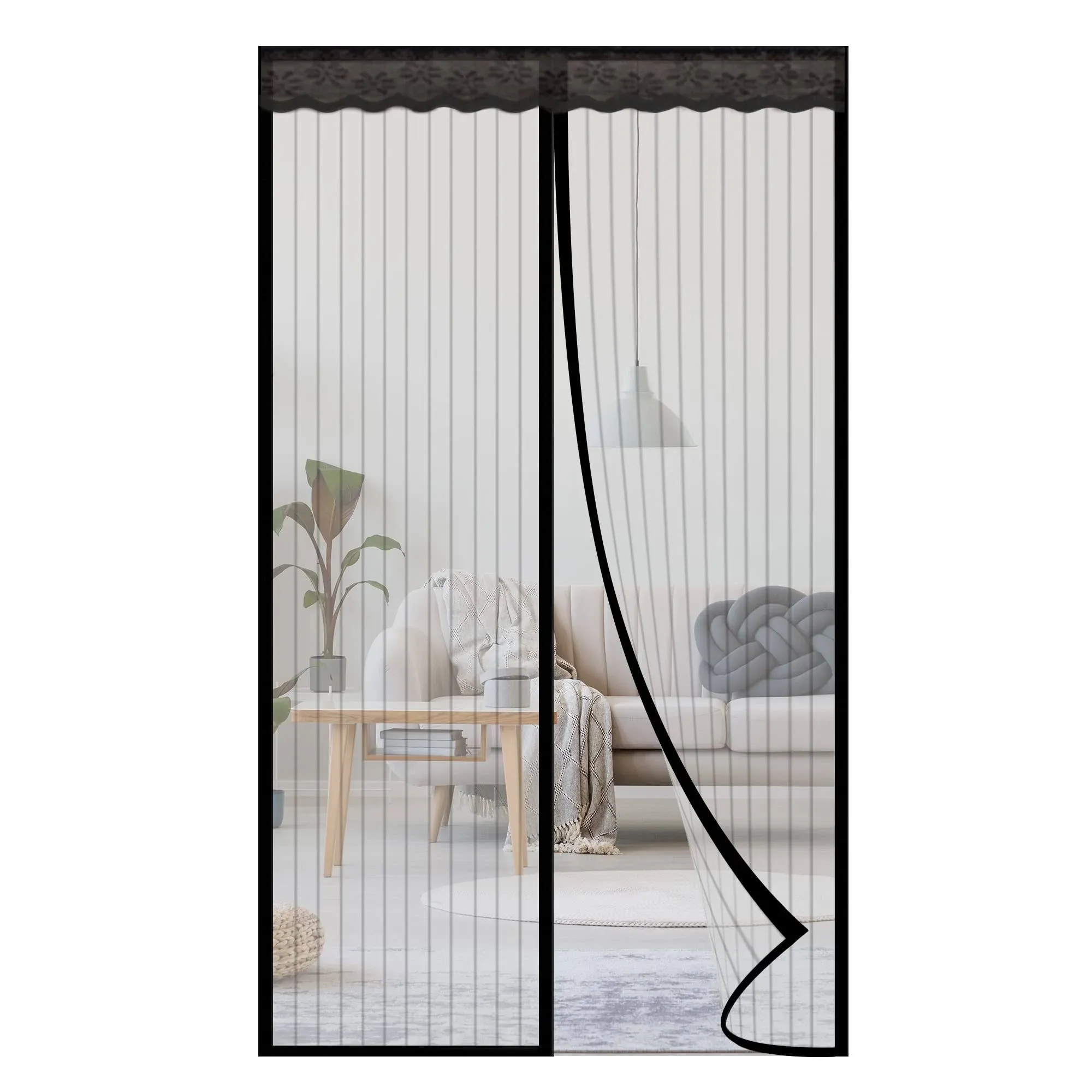 NGreen Reinforced Magnetic Screen Door - Heavy Duty Mesh Curtain and Full Frame ...