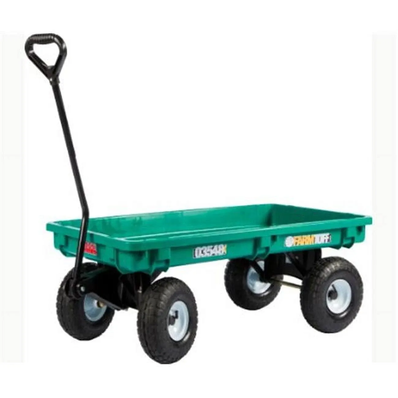 Farm Tuff Durable Plastic Deck Garden Wagon with Flat Free Tires