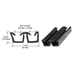 C.R. LAURENCE AS122296 CRL 96" Flexible Flocked Rubber Glass Run Channel for Universal Applications