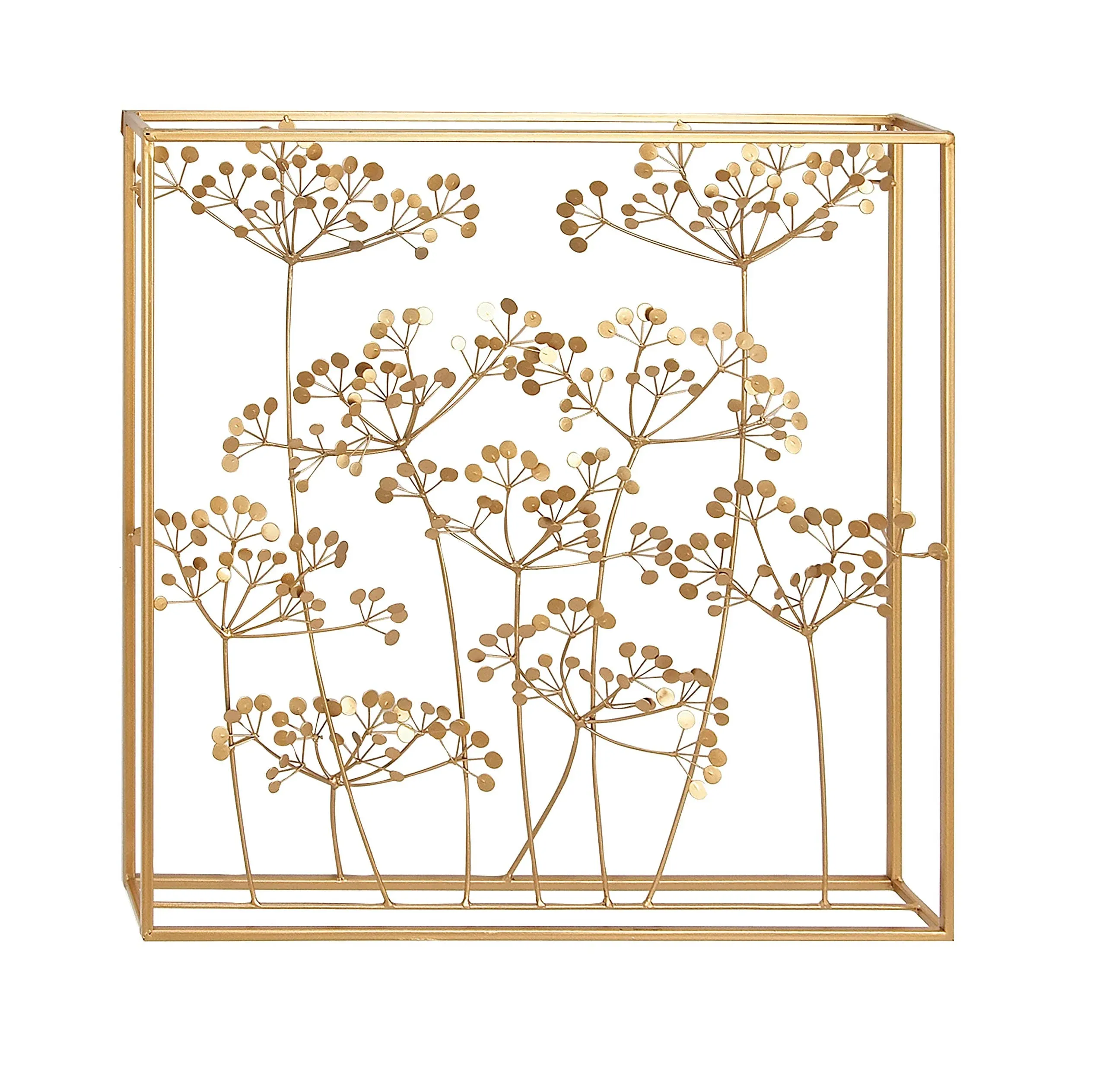 Modern Floral Wall Decor - Gold-Tone