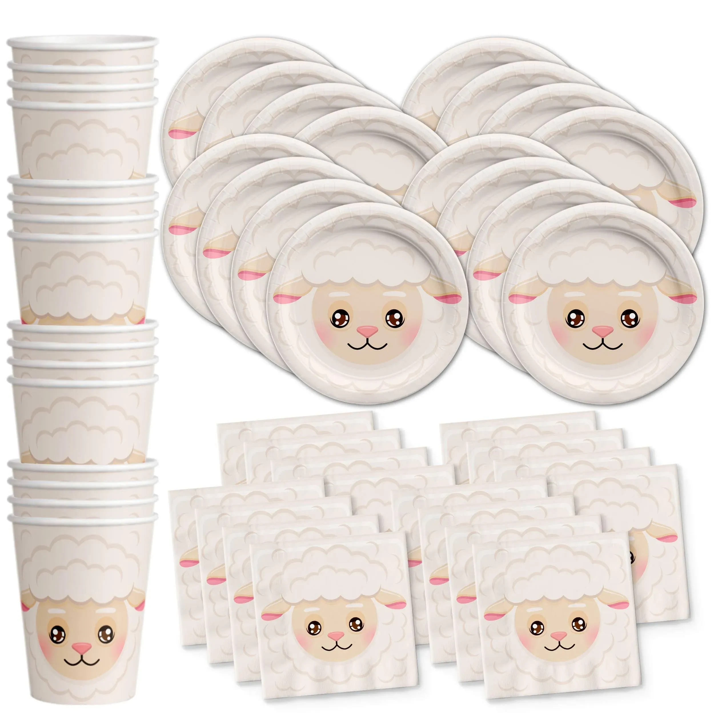 Birthday Galore Sheep Birthday Party Supplies Set Plates Napkins Cups Tableware ...