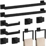 PNWNNH 10-Pieces Matte Black Bathroom Accessories Set, 23.6 inch Bath Towel Bar Set, Sus 304 Stainless Steel Bathroom Hardware Set, Towel Racks for