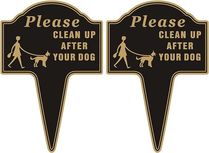 Clean Up After Your Dog Sign, Yuntarda 2-Pack 10”x14” No Poop Signs for Lawn No Pooping Dog Signs For Yard with Integrated Stake Rust-free Aluminum Yard Sign Easy Install for Outdoor Use