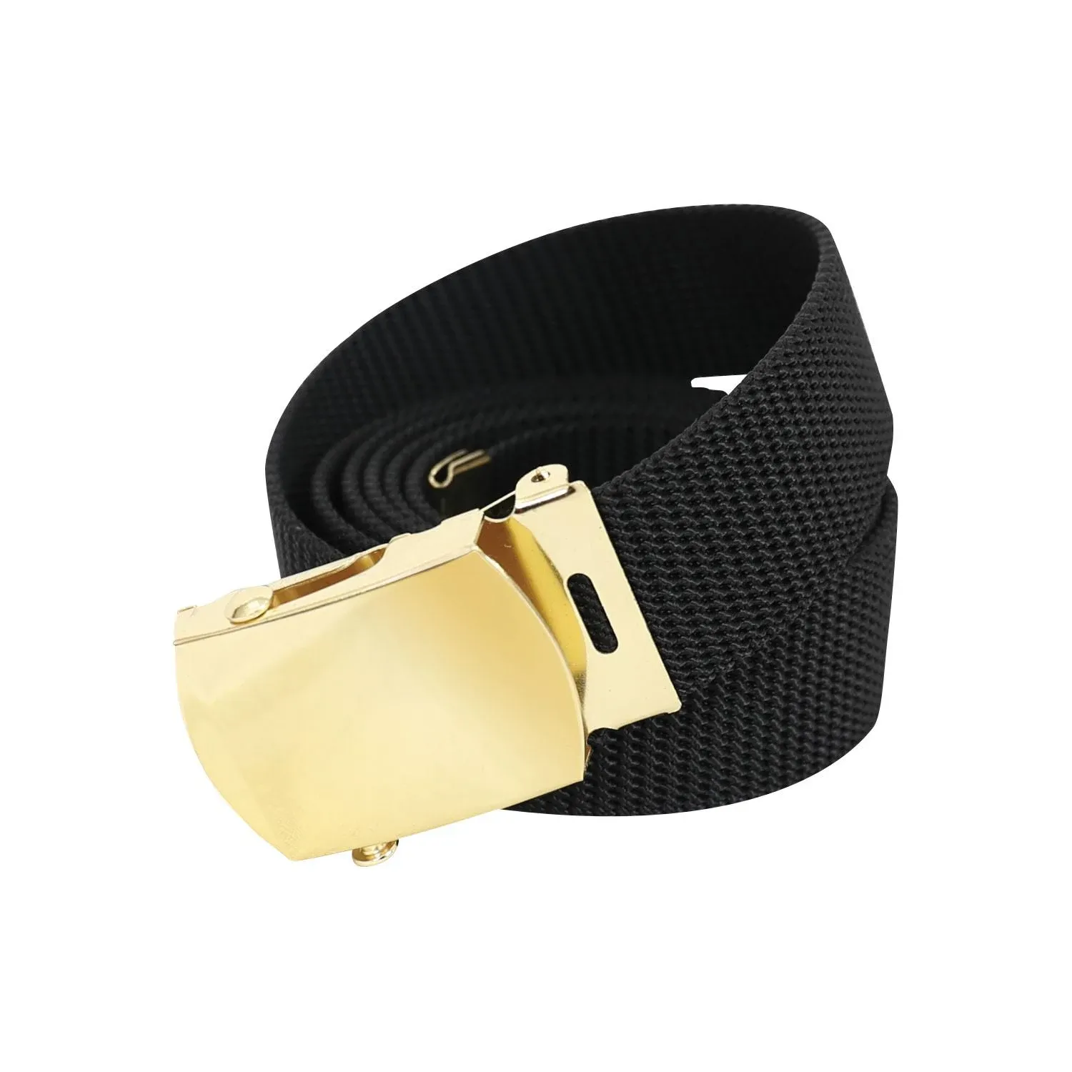 Rothco Nylon Web Belt - Black Webbing 54 Inches / Gold