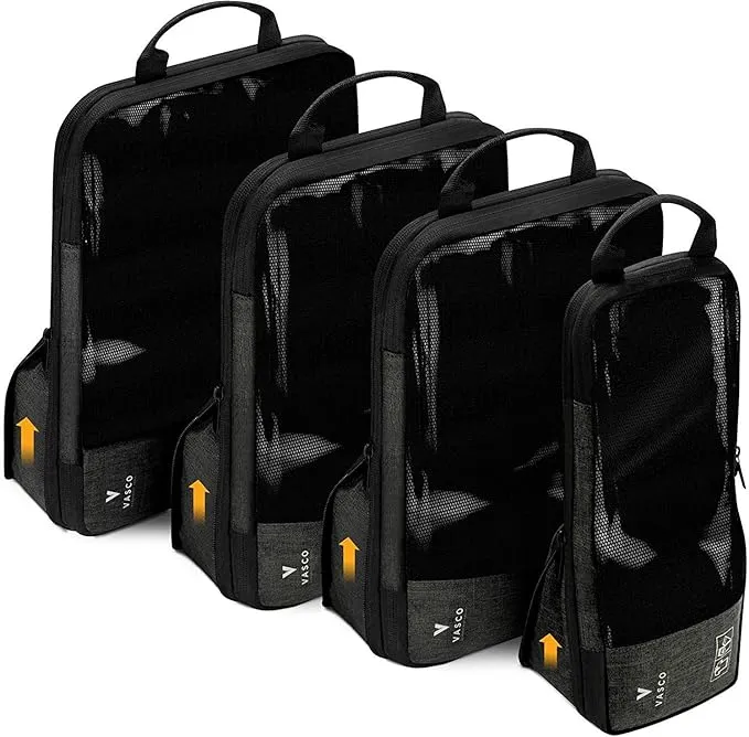 VASCO Compression Packing Cubes for Travel 4 Set (S+2M+L) Black