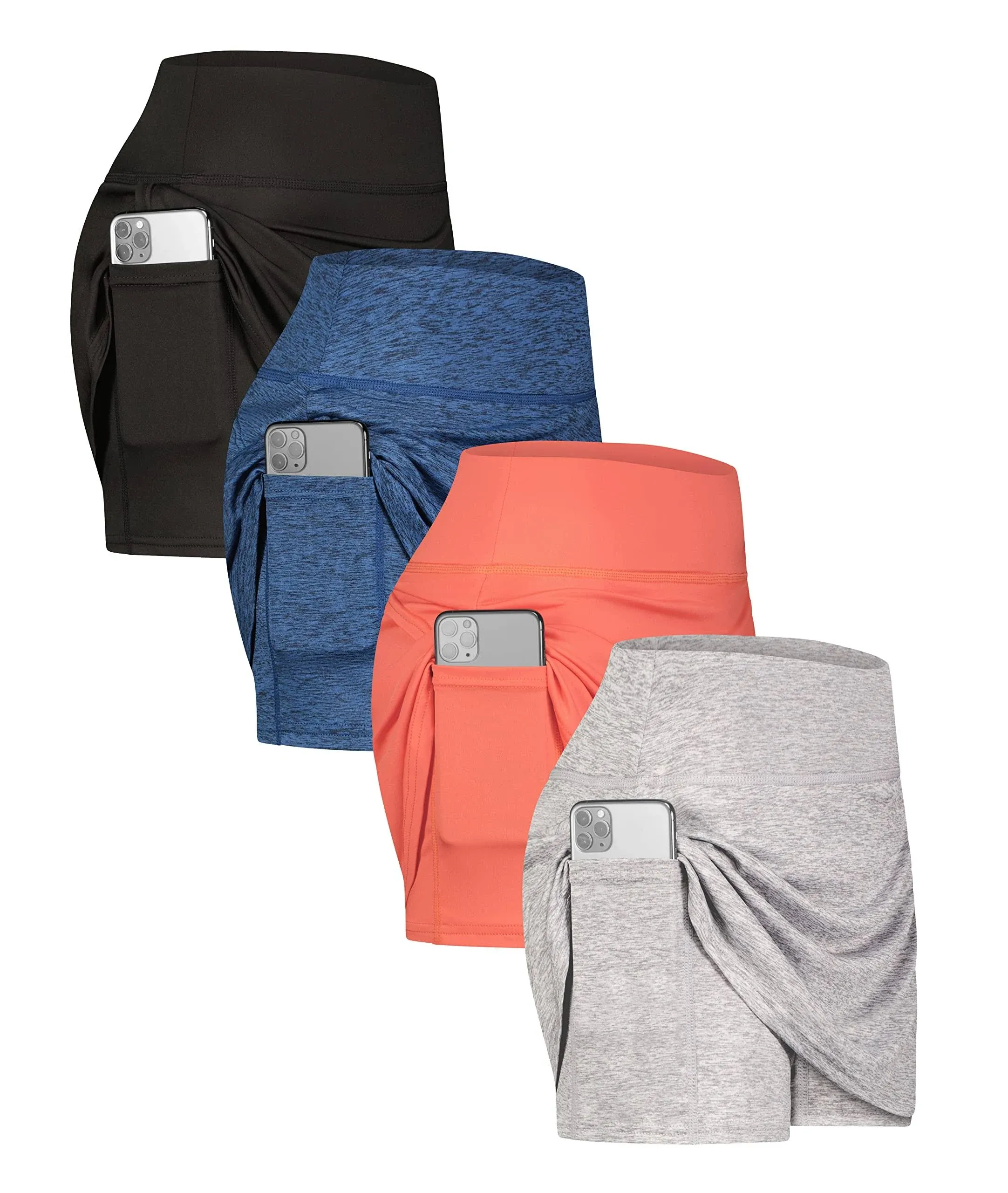 Real Essentials 4 Pack: Women's Active Skort Lightweight Comfy & Breathable ...