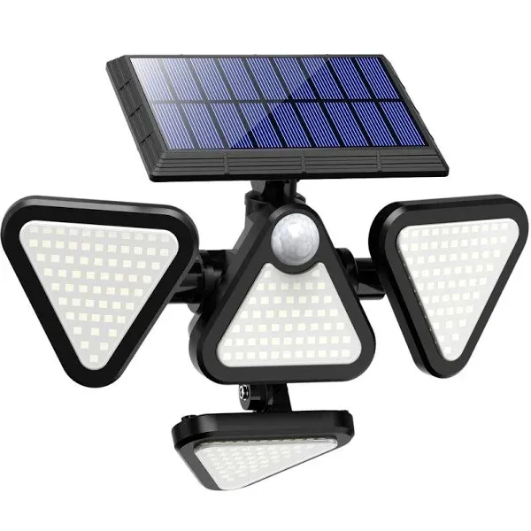 Zookki Solar Outdoor Lights 243 LED 6500K Motion IP65 Waterproof 4 Heads 270A ...